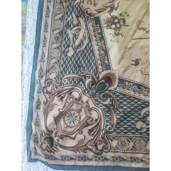 ELLEN TRACY Designer Discover Map Silk Scarf 34“ Square - Picture 8 of 15